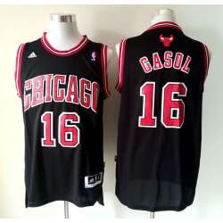 Chicago Bulls #16 Pau Gasol Black Swingman Jerseys