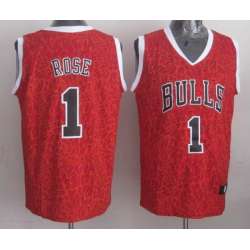 Chicago Bulls #1 Derrick Rose Red Leopard Print Fashion Jerseys