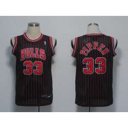 Chicago Bulls #33 Pippen black(red letters) strip Jerseys
