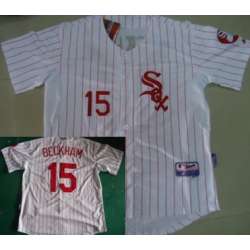 Chicago White Sox #15 Gordon Beckham White With Red Pinstripe Jerseys