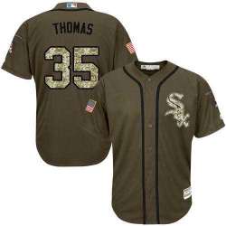 Chicago White Sox #35 Frank Thomas Green Salute to Service Stitched Baseball Jersey Jiasu