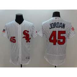 Chicago White Sox #45 Michael Jordan White Strip USA Independence Day 2016 Flexbase Collection Stitched Baseball Jersey