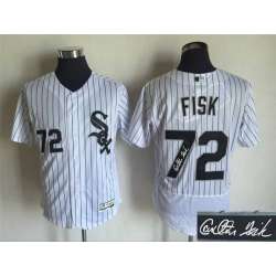 Chicago White Sox #72 Carlton Fisk White Flexbase Collection Stitched Signature Edition Jersey