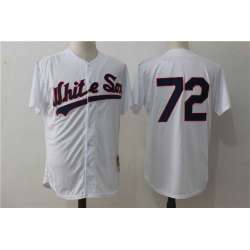 Chicago White Sox #72 Carlton Fisk White Mitchell And Ness Throwback Stitched Jersey