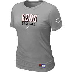 Cincinnati Reds Nike Women's L.Grey Short Sleeve Practice T-Shirt