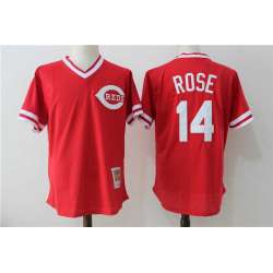 Cincinnati Reds #14 Pete Rose Red Cooperstown Collection Mesh Batting Practice Jersey