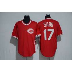 Cincinnati Reds #17 Chris Sabo Mitchell And Ness Red Throwback Stitched Pullover Jersey