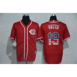 Cincinnati Reds #19 Joey Votto Red USA Flag Fashion Stitched Baseball Jersey