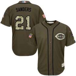 Cincinnati Reds #21 Reggie Sanders Green Salute to Service Stitched Baseball Jersey Jiasu