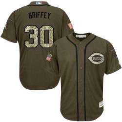 Cincinnati Reds #30 Ken Griffey Green Salute to Service Stitched Baseball Jersey Jiasu