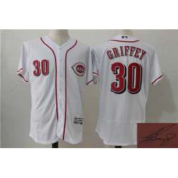 Cincinnati Reds #30 Ken Griffey White Flexbase Authentic Collection Stitched Signature Edition Jersey