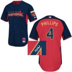 Cincinnati Reds #4 Brandon Phillips 2014 All Star Navy Blue Signature Edition Jerseys