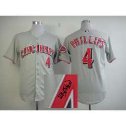 Cincinnati Reds #4 Phillips Gray Cool Base Signature Edition Jerseys