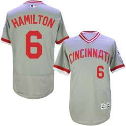 Cincinnati Reds #6 Billy Hamilton Gray Cooperstown Collection Flexbase Stitched Jersey DingZhi