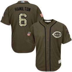 Cincinnati Reds #6 Billy Hamilton Green Salute to Service Stitched Baseball Jersey Jiasu