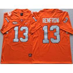 Clemson Tigers 13 Hunter Renfrow Orange Nike College Football Jersey