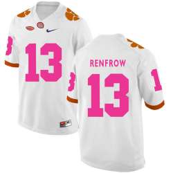 Clemson Tigers 13 Hunter Renfrow White 2018 Breast Cancer Awareness College Football Jersey DingZhi