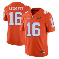 Clemson Tigers #16 Jordan Leggett Orange With Diamond Logo College Football Jersey DingZhi
