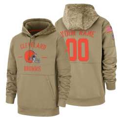 Cleveland Browns Customized Nike Tan Salute To Service Name & Number Sideline Therma Pullover Hoodie