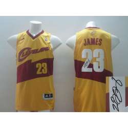 Cleveland Cavaliers #23 LeBron James 2014 Swingman Yellow Signature Edition Jerseys