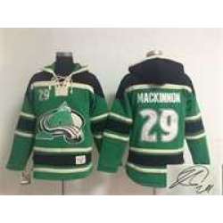 Colorado Avalanche #29 Nathan MacKinnon Green Stitched Signature Edition Hoodie