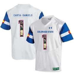 Colorado State Rams 1 K.J. Carta Samuels White Fashion College Football Jersey Dyin