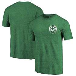 Colorado State Rams Fanatics Branded Green Heather Primary Logo Left Chest Distressed Tri Blend T-Shirt