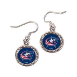 Columbus Blue Jackets Earrings Round Style - Special Order