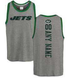 Customized Men\'s New York Jets NFL Pro Line by Fanatics Branded Personalized Backer Tri-Blend Tank Top - Ash
