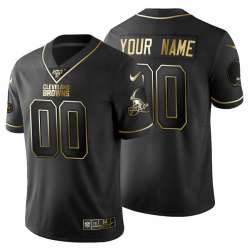 Customized Men's Nike Browns Black Golden Limited NFL 100th Season Jersey