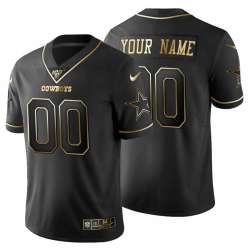 Customized Men's Nike Cowboys Black Golden Limited NFL 100th Season Jersey