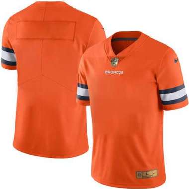 Customized Men's Nike Limited Denver Broncos Orange Gold Color Rush Stitched Jersey