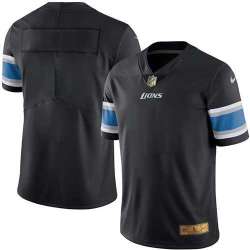 Customized Men's Nike Limited Detroit Lions Black Gold Color Rush Stitched Jersey