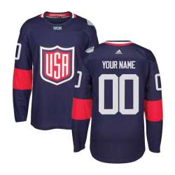 Customized Team USA 2016 World Cup Of Hockey Olympics Game Men\'s Blue Stitched Jersey