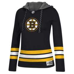 Customized Women Boston Bruins Any Name & Number Black Stitched Hockey Hoodie