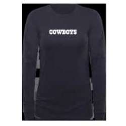 Customized Women Dallas Cowboys Design Your Own Long Sleeve Navy Blue Fitted T-Shirt