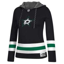 Customized Women Dallas Stars Any Name & Number Black Stitched Hockey Hoodie