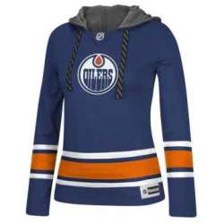 Customized Women Edmonton Oilers Any Name & Number Navy Blue Stitched Hockey Hoodie