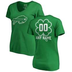 Customized Women\'s Buffalo Bills NFL Pro Line by Fanatics Branded Kelly Green St. Patrick\'s Day Personalized Name & Number Slim Fit V Neck T-Shirt