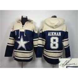 Dallas Cowboys #8 Troy Aikman Blue Stitched Signature Edition Hoodie