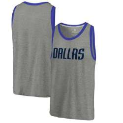 Dallas Mavericks Fanatics Branded Wordmark Tri-Blend Tank Top - Heathered Gray