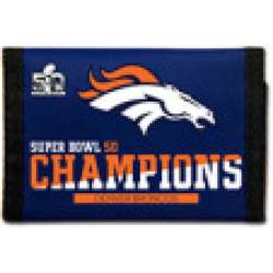 Denver Broncos Wallet Nylon Trifold Super Bowl 50 Champion