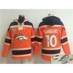 Denver Broncos #10 Emmanuel Sanders Orange Stitched Signature Edition Hoodie