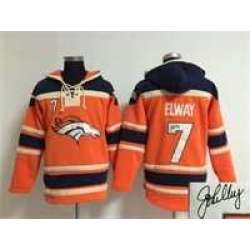 Denver Broncos #7 John Elway Orange Stitched Signature Edition Hoodie