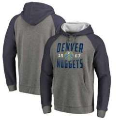 Denver Nuggets Fanatics Branded Ash Antique Stack Tri Blend Raglan Pullover Hoodie Fyun