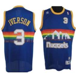 Denver Nuggets #3 Allen Iverson Soul Swingman Stitched Blue Rainbow Throwback Jerseys