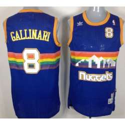 Denver Nuggets #8 Danilo Gallinari Blue Rainbow Throwback Swingman Jerseys