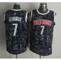 Detroit Pistons #7 Brandon Jennings Black City Luminous Stitched Jersey