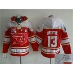 Detroit Red Wings #13 Pavel Datsyuk Red CCM Throwback Stitched Signature Edition Hoodie