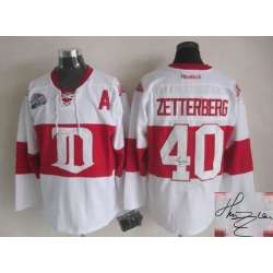 Detroit Red Wings #40 Henrik Zetterberg White Signature Edition Jerseys
